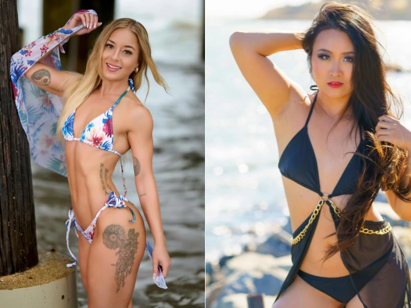 Women posing in summer outfits near water with a relaxed vibe