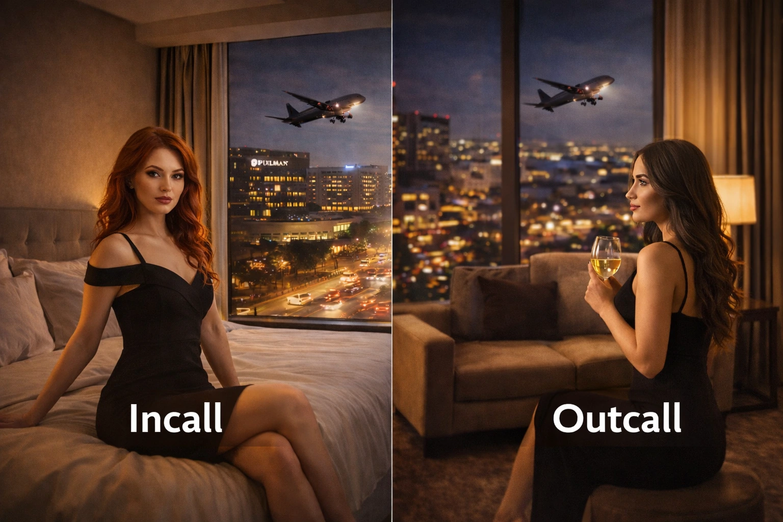 Aerocity hotel night scene with incall and outcall concept